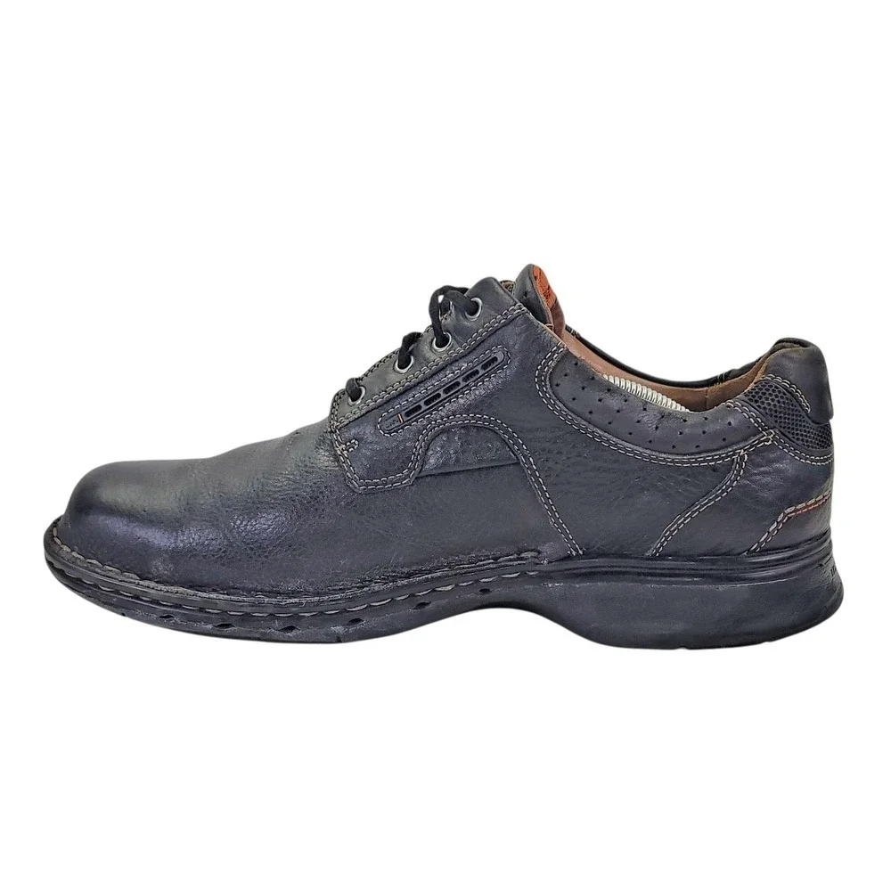 Clarks Unstructured Un.Ravel Men's Black Leather Lace Up Oxfords Shoe Sz 11.5‎ W