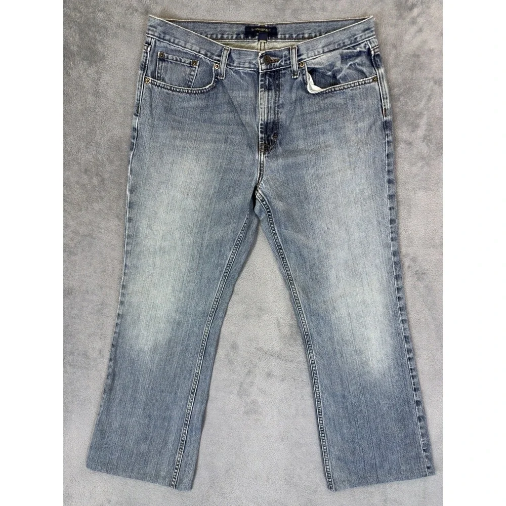 Banana Republic Jeans Mens 35x34 Blue Light Wash Bootcut‎ Regular Mid Rise