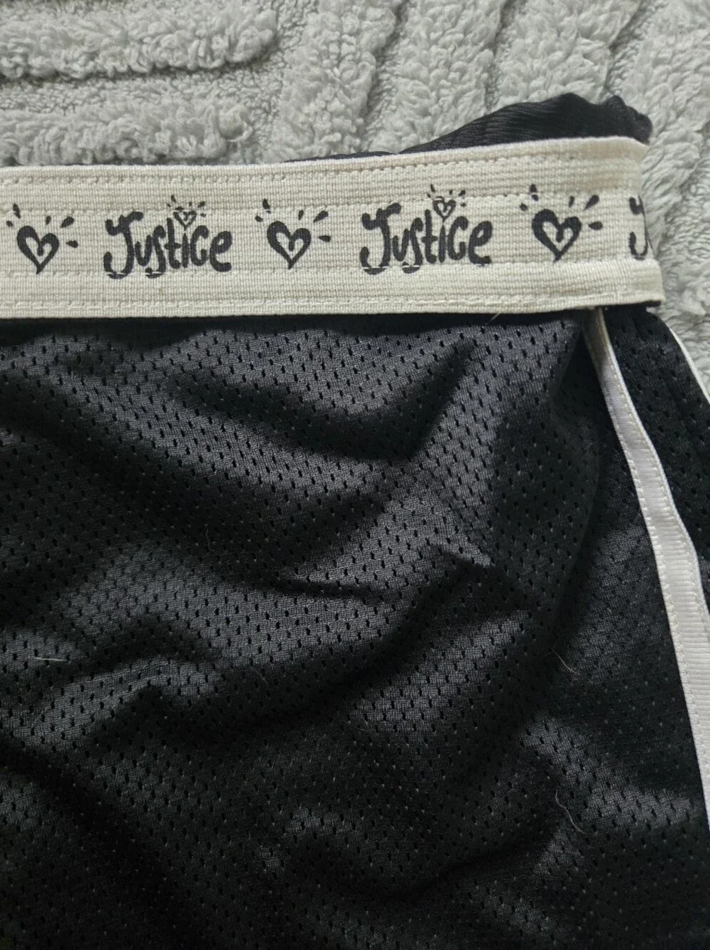 4 For $24 Justice GirlBlack Athletic Shorts with Fold Down Logo Band Size 8
