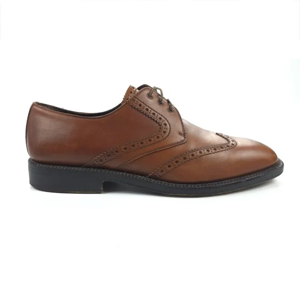 SALVATORE FERRAGAMO Tramezza Wingtip Oxford Brown Leather Old Money Quiet Luxury