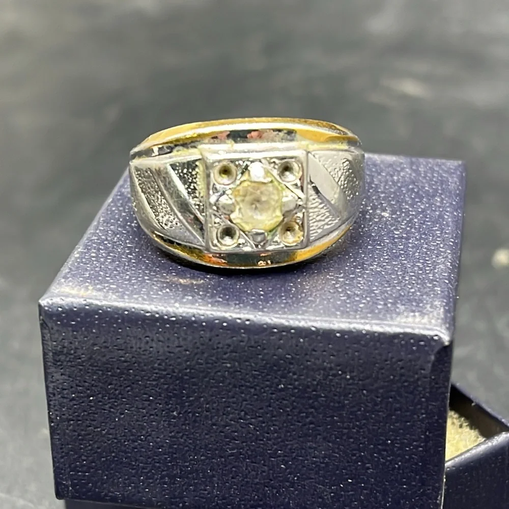 Art Deco 18 KT Gold Plated Faux Diamond Ring - US Size 10 Vintage