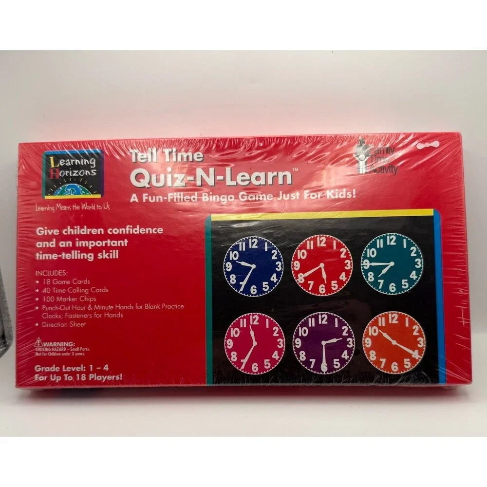 Learning Horizons Tell Time Quiz-N-Learn Bingo Board Game - New Sealed Grade 1-4