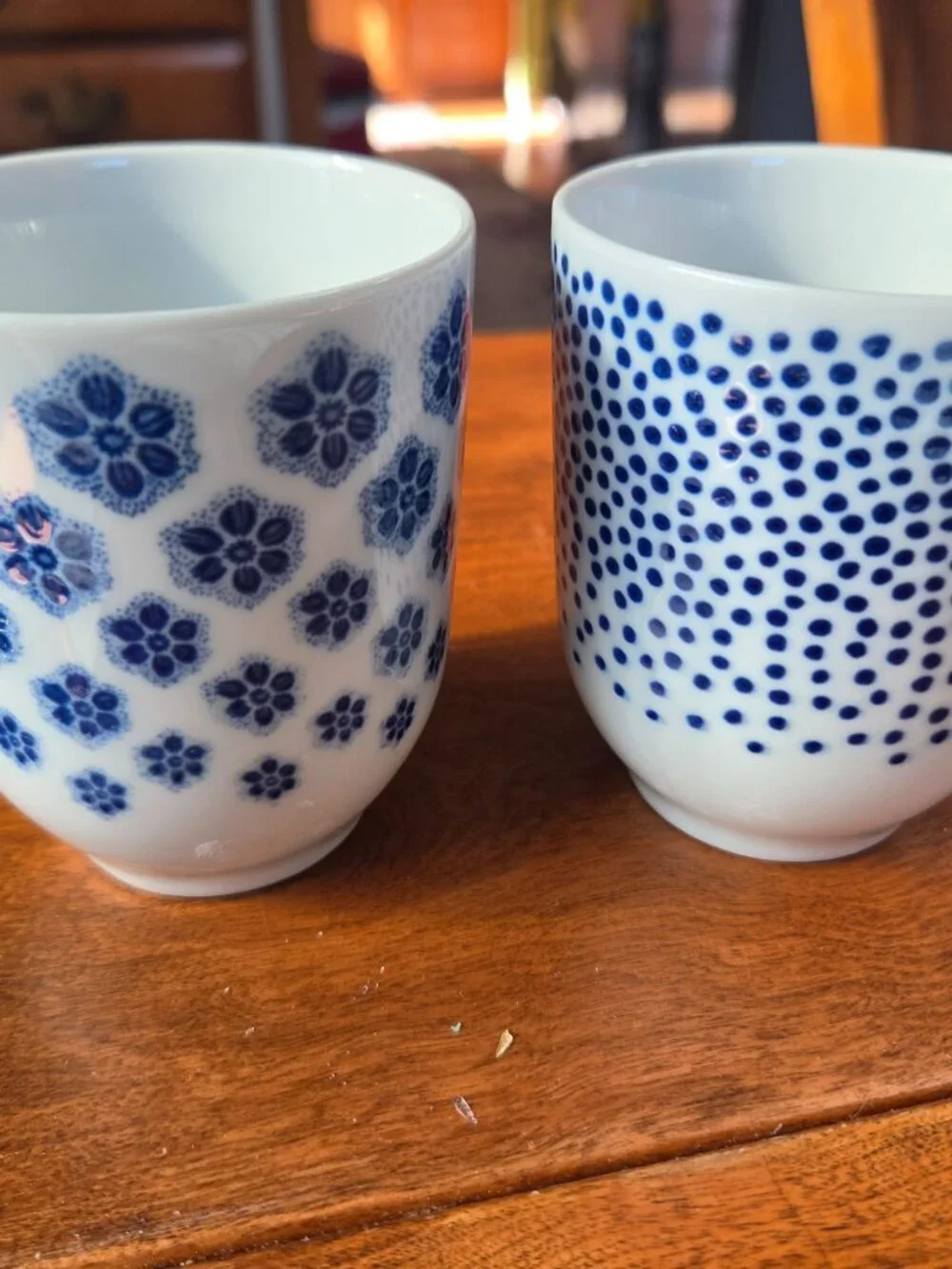 ikea cups/sake/ blue and white assorted colors one cup measures 3.5 inches