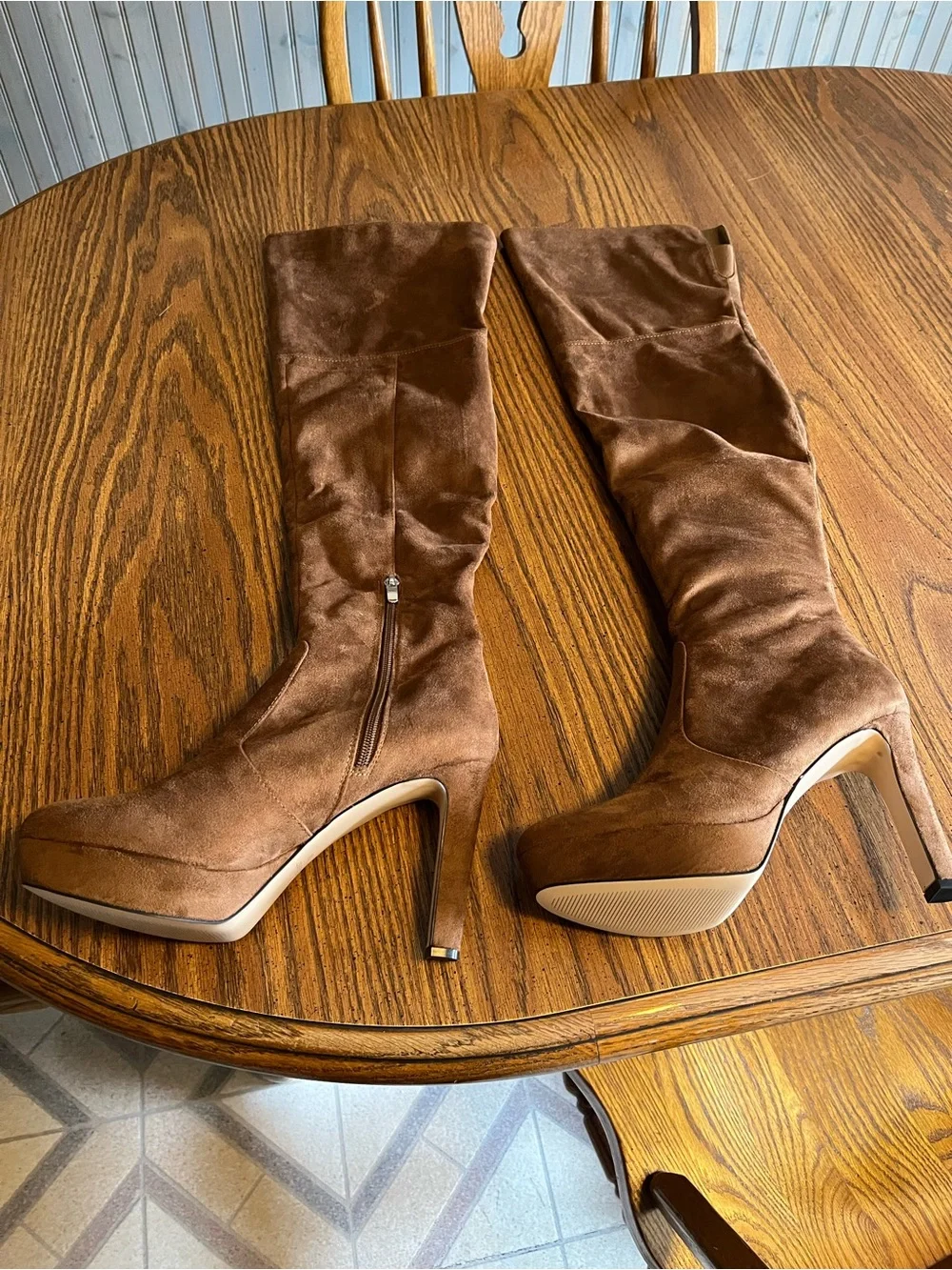 Nine West Brown Suede Over-the-Knee High Heel Boots