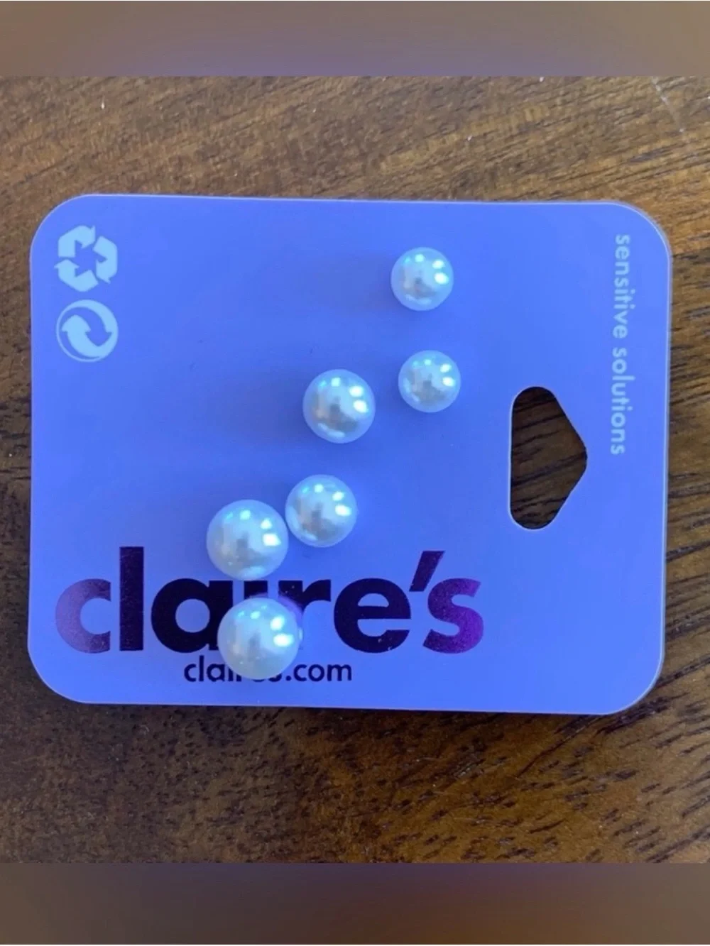 NWOT Claire's White Faux Pearl Stud Earring Set