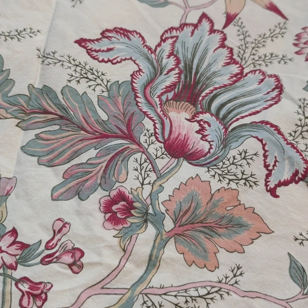 Pottery Barn Full/Queen Duvet Cover Palampore Jacobean Cream Red Preppy Cottage