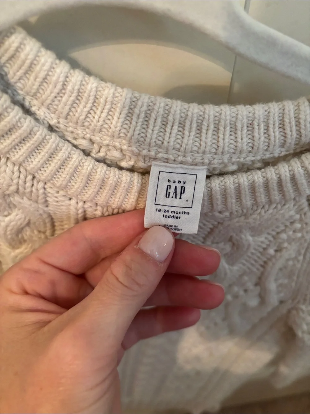 Cream Cable-Knit kids Sweater dress - Classic Crewneck