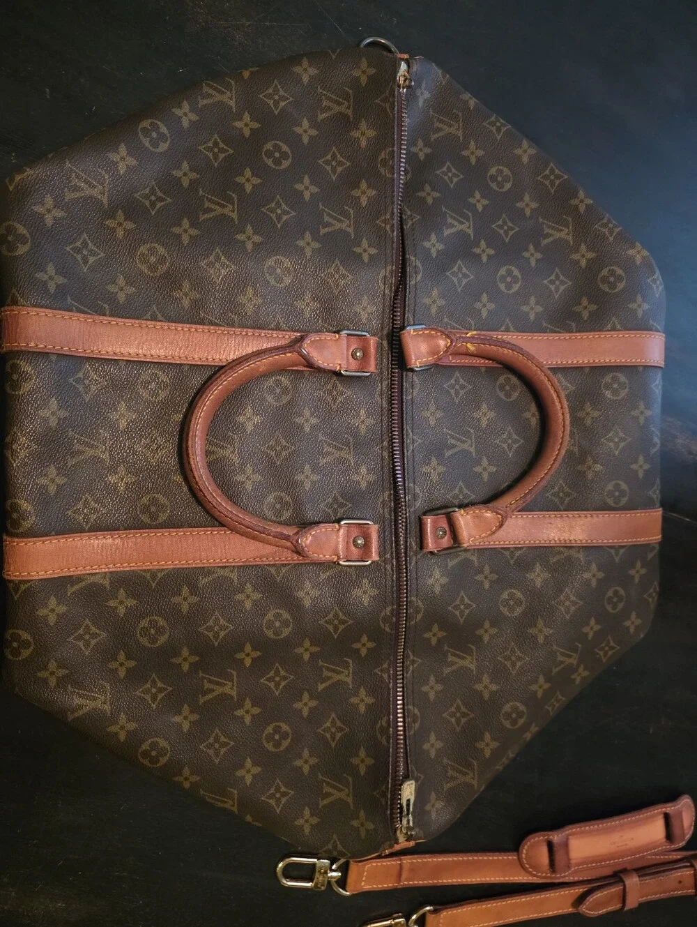 Louis Vuitton Keepall Bandoulière 55 Monogram Canvas Vintage Travel Duffel Bag