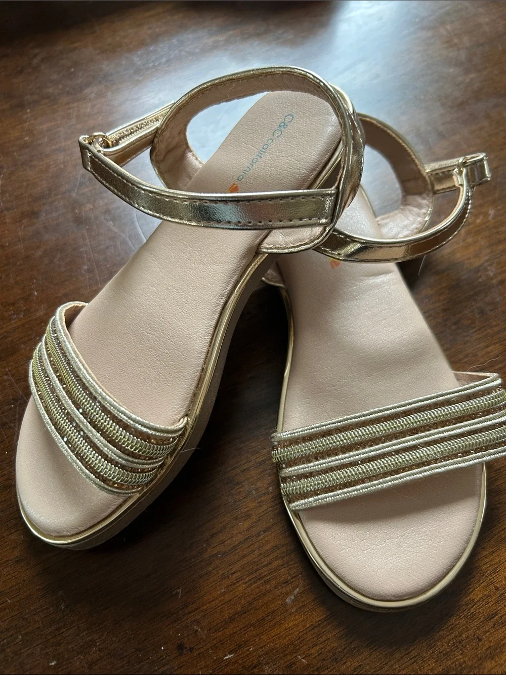 Girls Gold Ankle-Strap Sandals