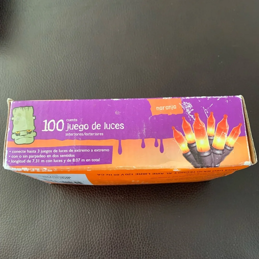 Halloween Flicker Flame Lights Orange String Lights 24Ft Vintage Steady Or Flash