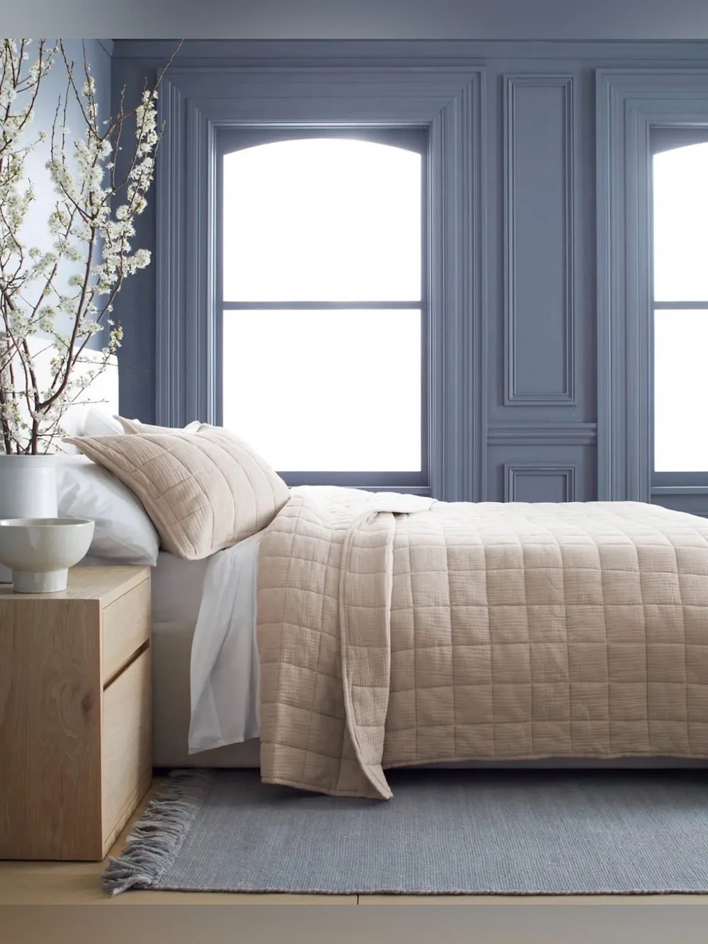 Quince Organic Cotton Box Quilt - Full / Queen size - Color: Dune
