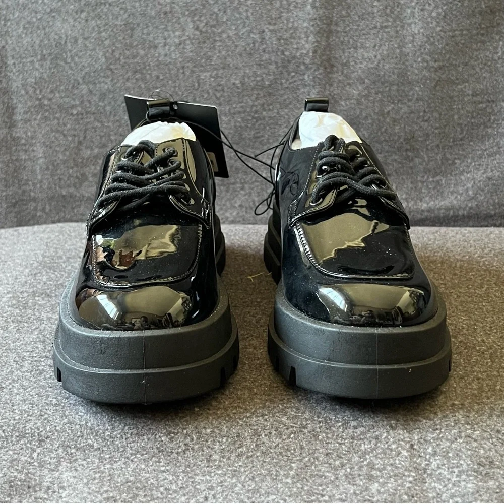 Forever 21 Black Patent Leather Platform Oxfords