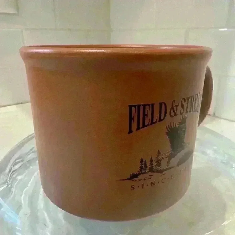 Field & Stream Mug Cup Brown Large Stoneware Soup Coffee Outdoor Adventu…