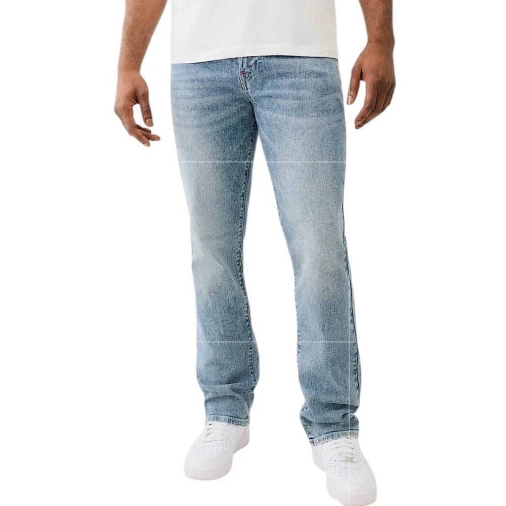 NEW TRUE‎ RELIGION Ricky Straight Jean Light Delightful Wash Relaxed Size 32 x34