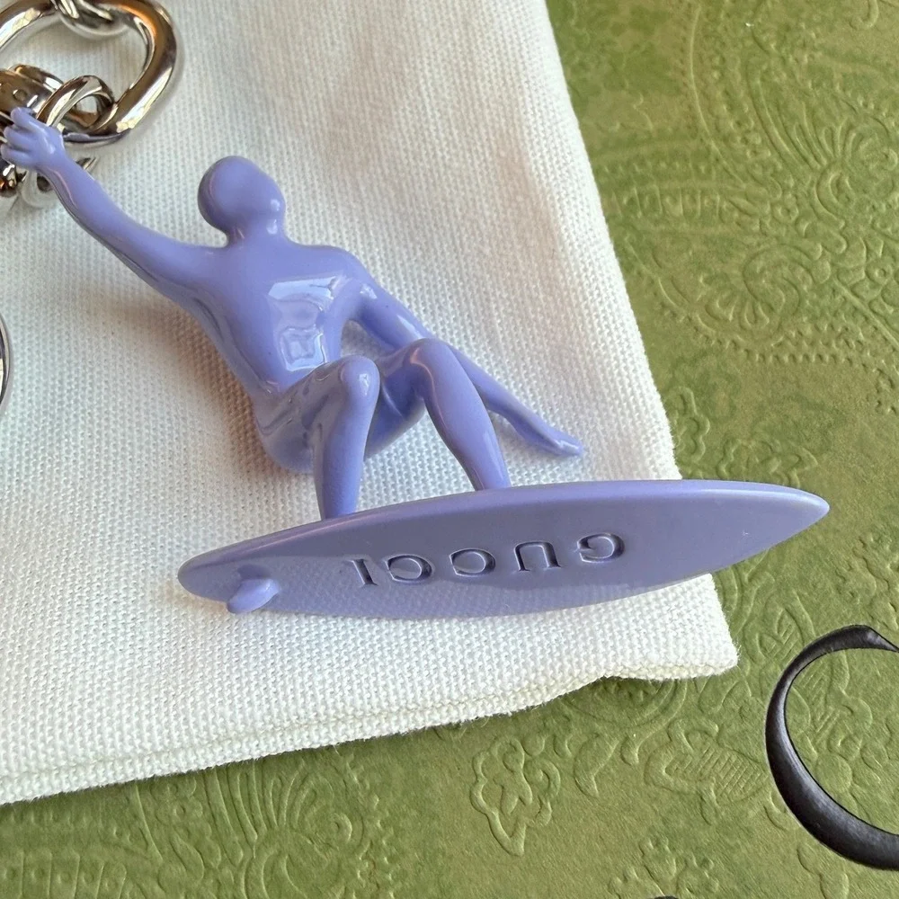 Gucci Purple Surfer Keychain Ceramic‎ Varnish Ottone Silver Hardware 822123