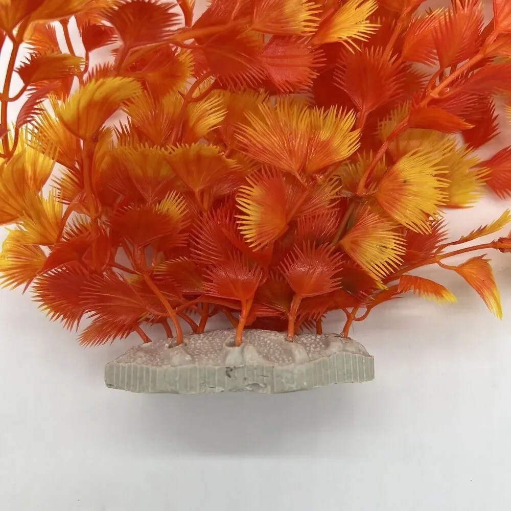 NWT Fish Aquarium Silk And Plastic Plants Bundle Of 4 Orange Green