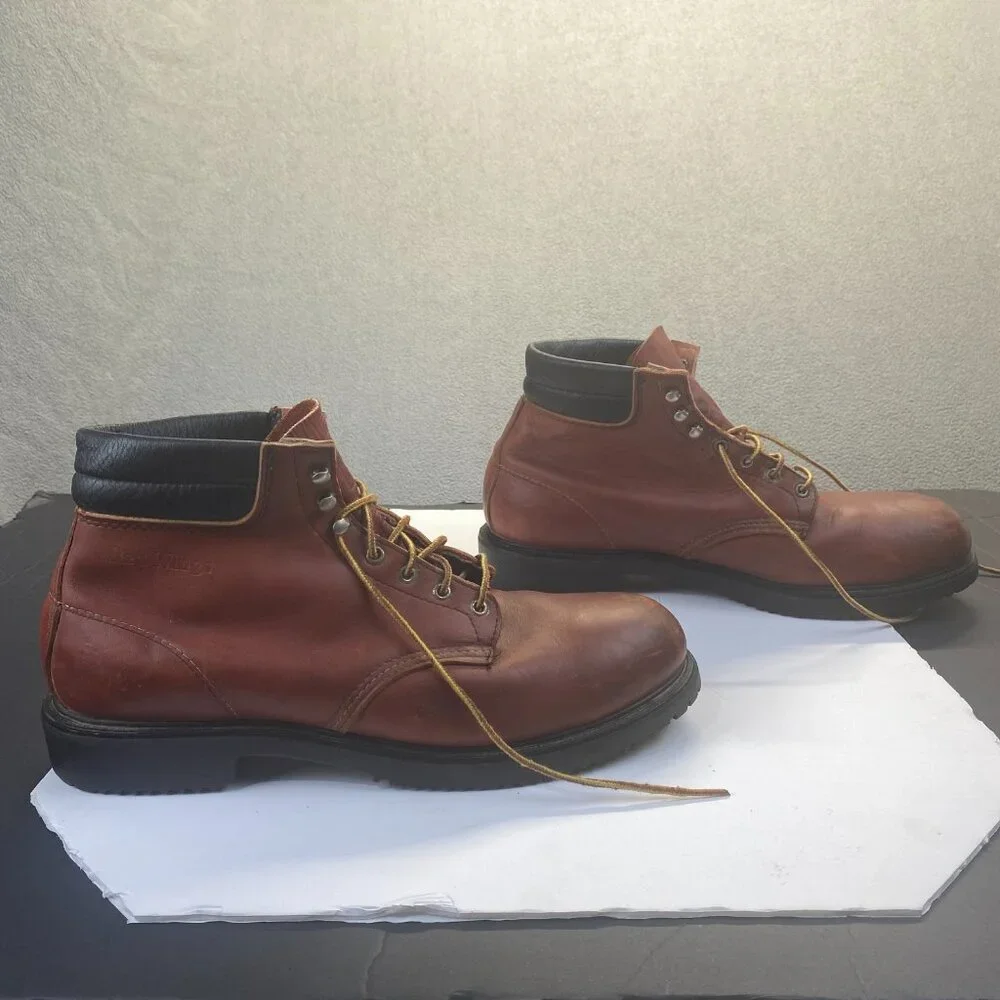 Vtg OXBLOOD STEEL TOE USA‎  RED WING CHORE WORK BOOTS Men’s Size 15B