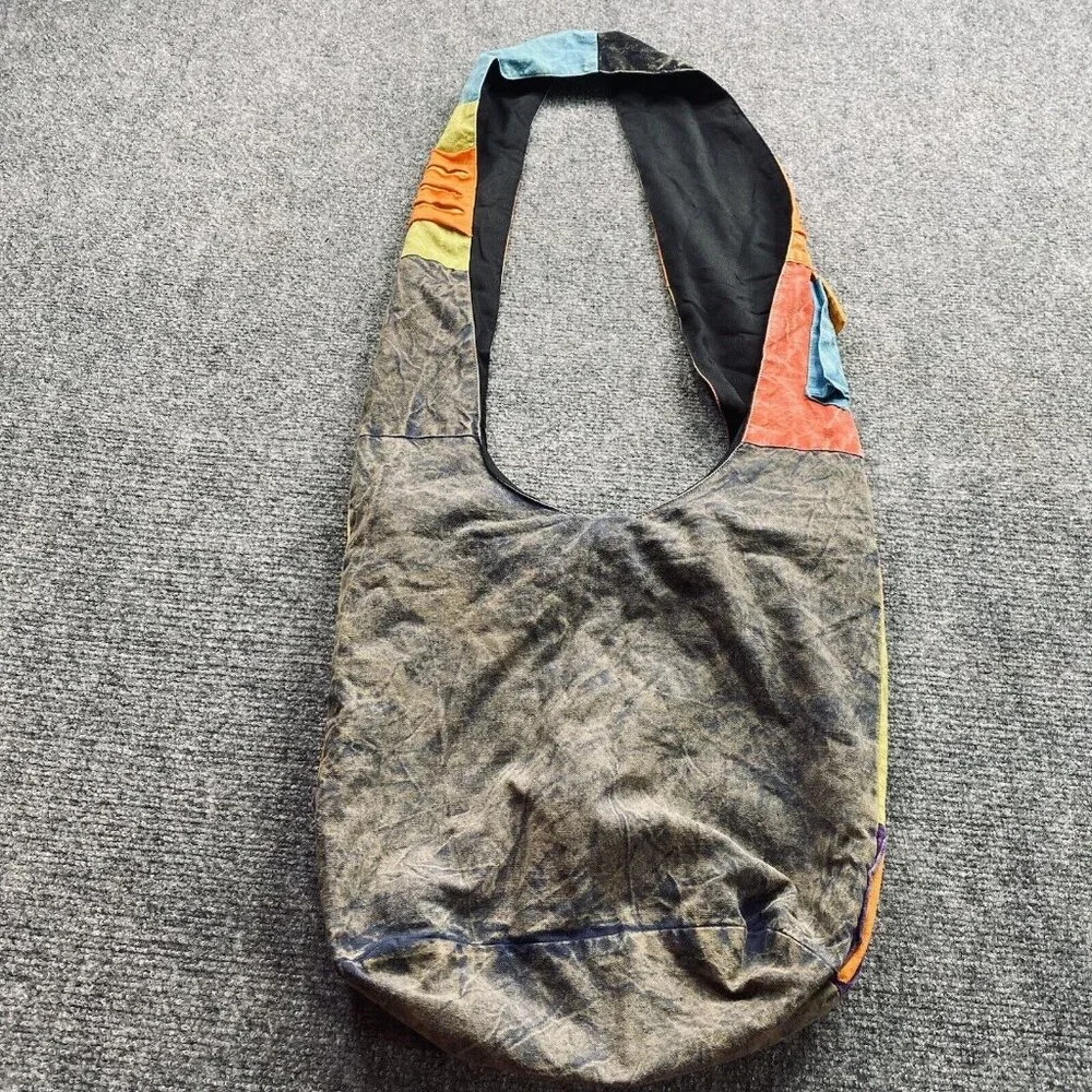 Vintage Handmade Boho Sling Bag Crossbody Panda Patch Festival Hippie‎ Nepal