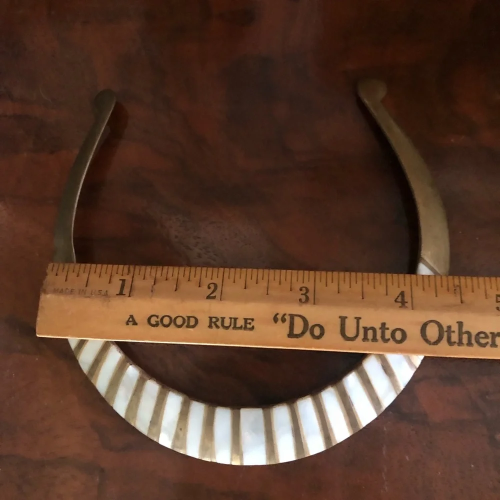 Vintage Child’s Brass & MOP Inlay Collar Necklace