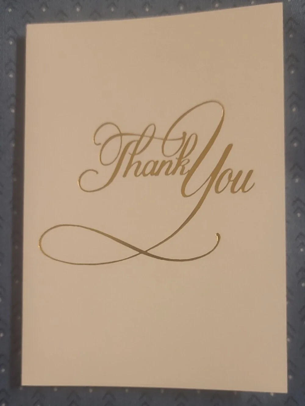 Elegant White Thank You Cards with Gold Script