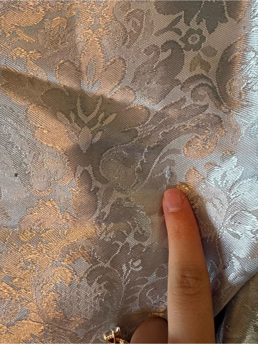 Vintage Victorian style Elegant Blue Damask Shower Curtain with Rosette Trim