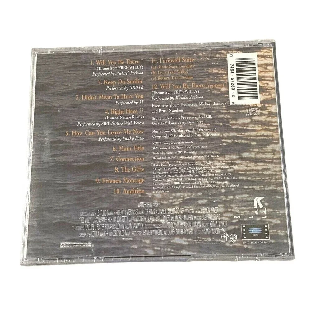 Free Willy Vtg Soundtrack CD 90s Movie Vintage Michael Jackson Orca Killer Whale