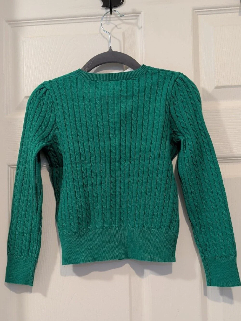 Ralph Lauren Emerald Green 100% Cotton Cable-Knit Cardigan with Pony Logo