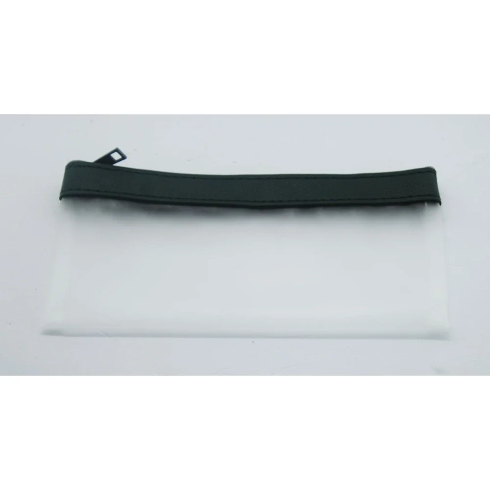 Slim Frosted Translucent Makeup Brush Pouch Dark Green Trim Zippered Travel Bag