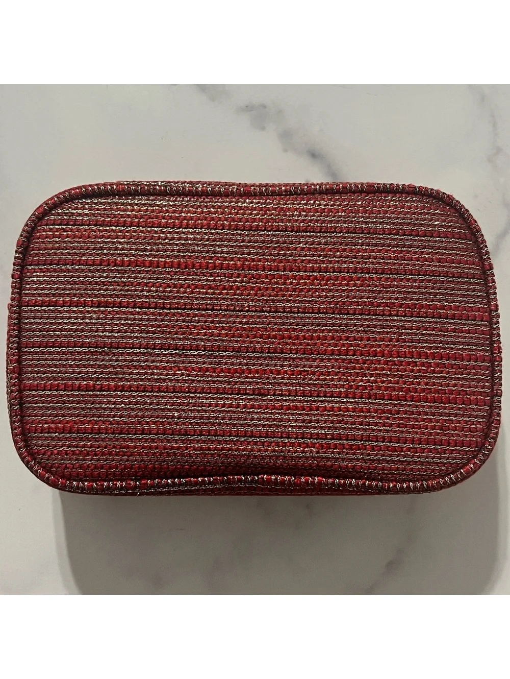 Chanel Limited Edition Cosmetic Bag in Red & Gold Tweed, NEW in Box