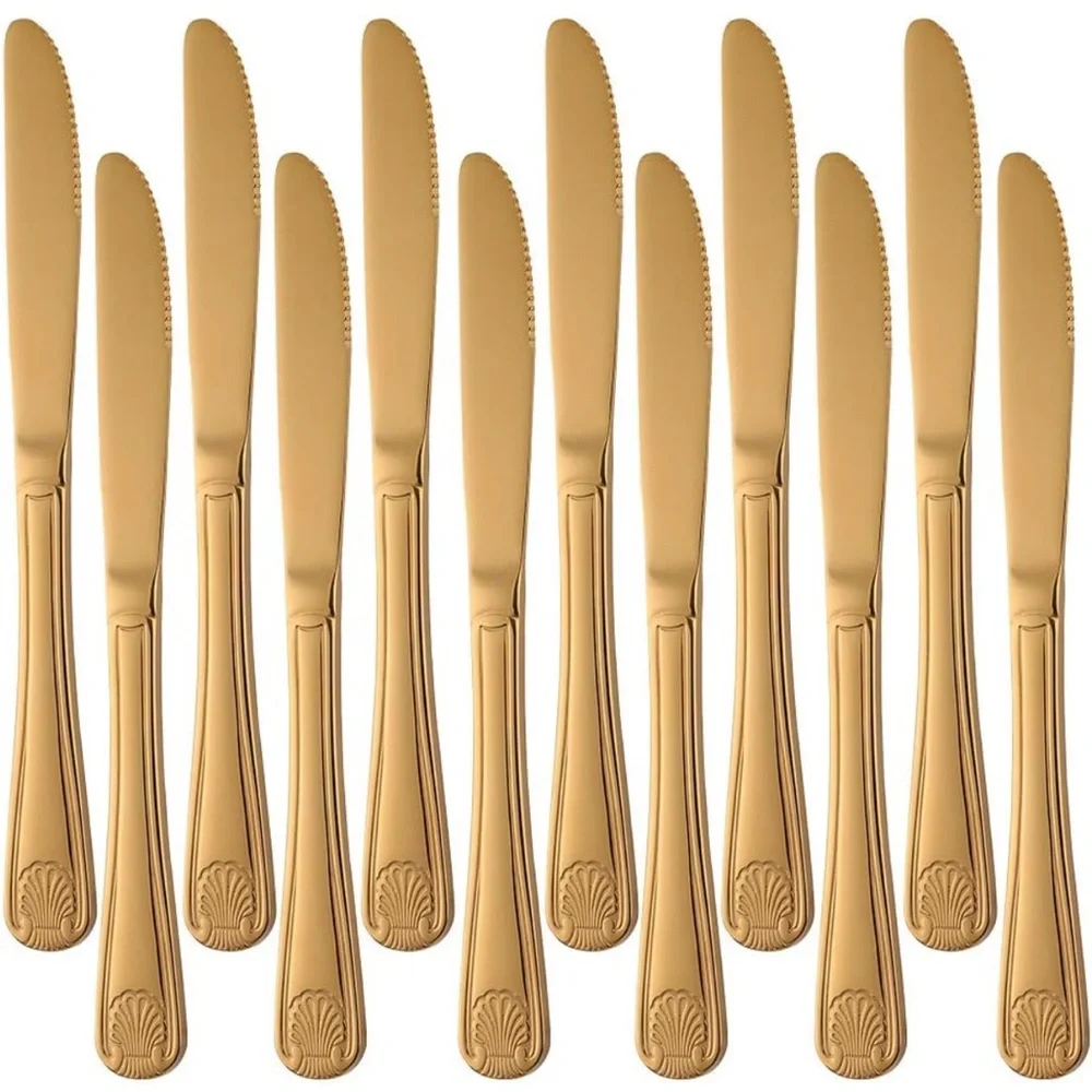 Dinner Table Knife‎ Stainless Steel Shell Pattern Flatware Set Pack of 12