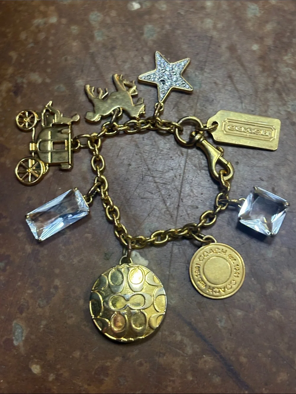 Coach Charm Bracelet Chunky VTG Gold coach charm