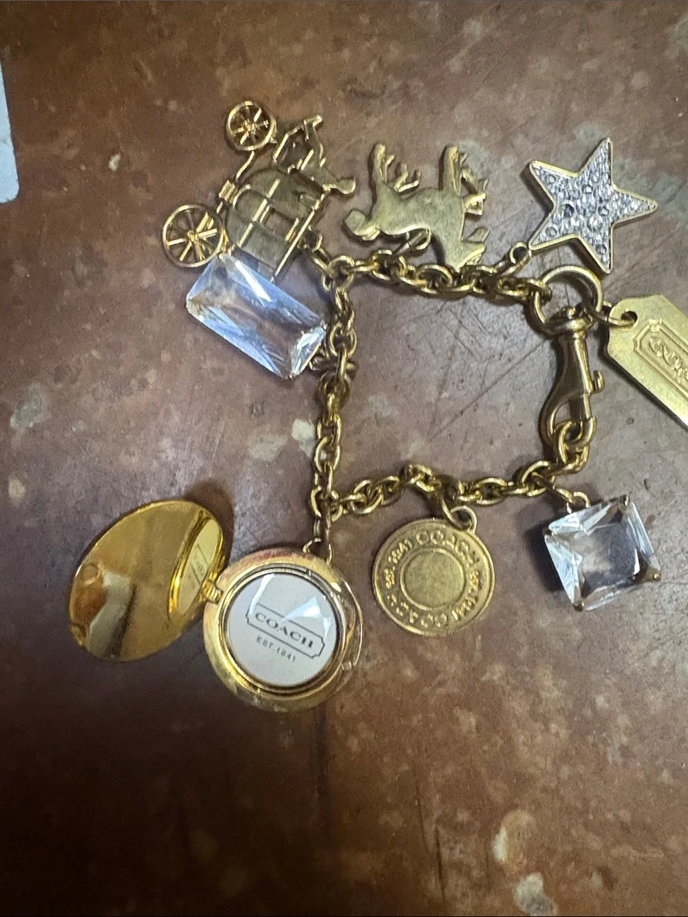 Coach Charm Bracelet Chunky VTG Gold coach charm