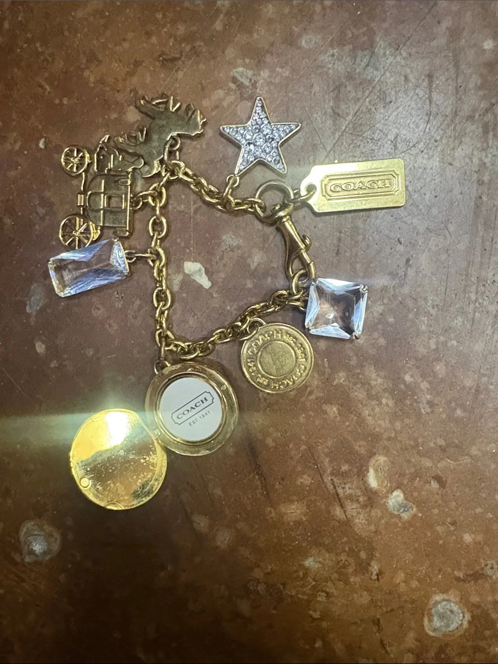 Coach Charm Bracelet Chunky VTG Gold coach charm