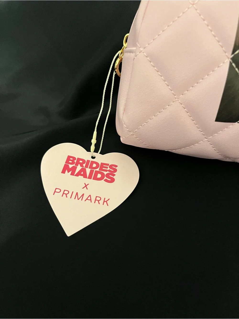 Primark Bridesmaids Pink Quilted Makeup Bag with Graphic Slogan