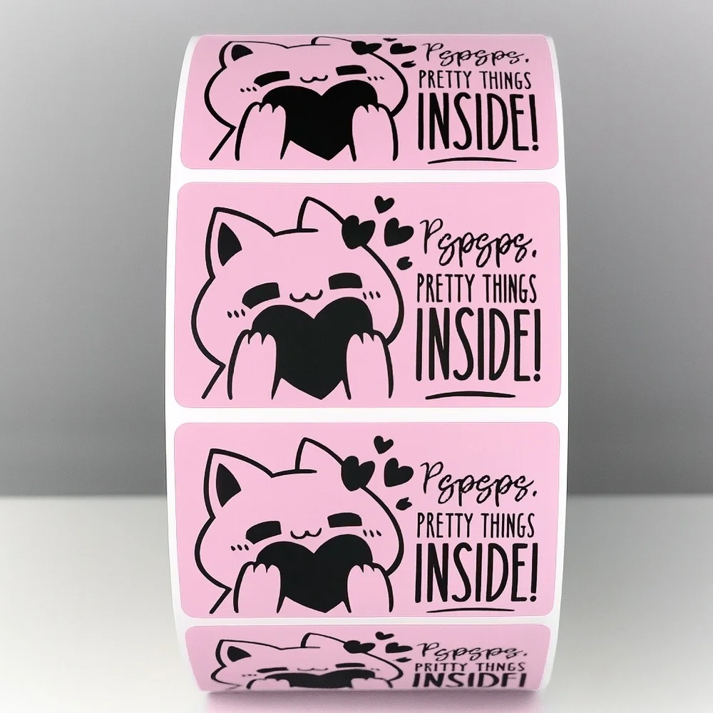 Pspsps Pretty Things Inside Stickers – Cute Cat Labels for Packaging and Orders