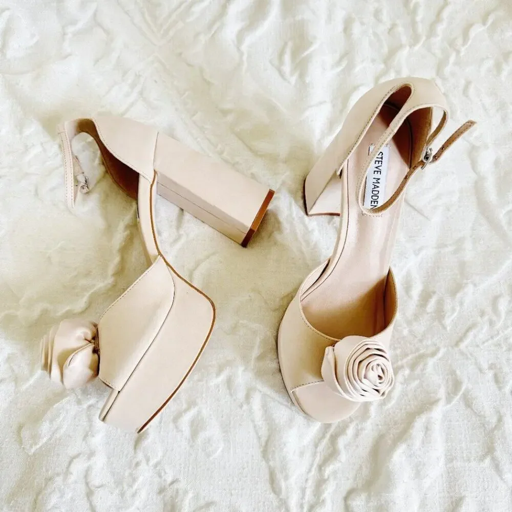 Steve Madden Luminesce Ankle Strap Peep Toe Platform Size 8.5 New