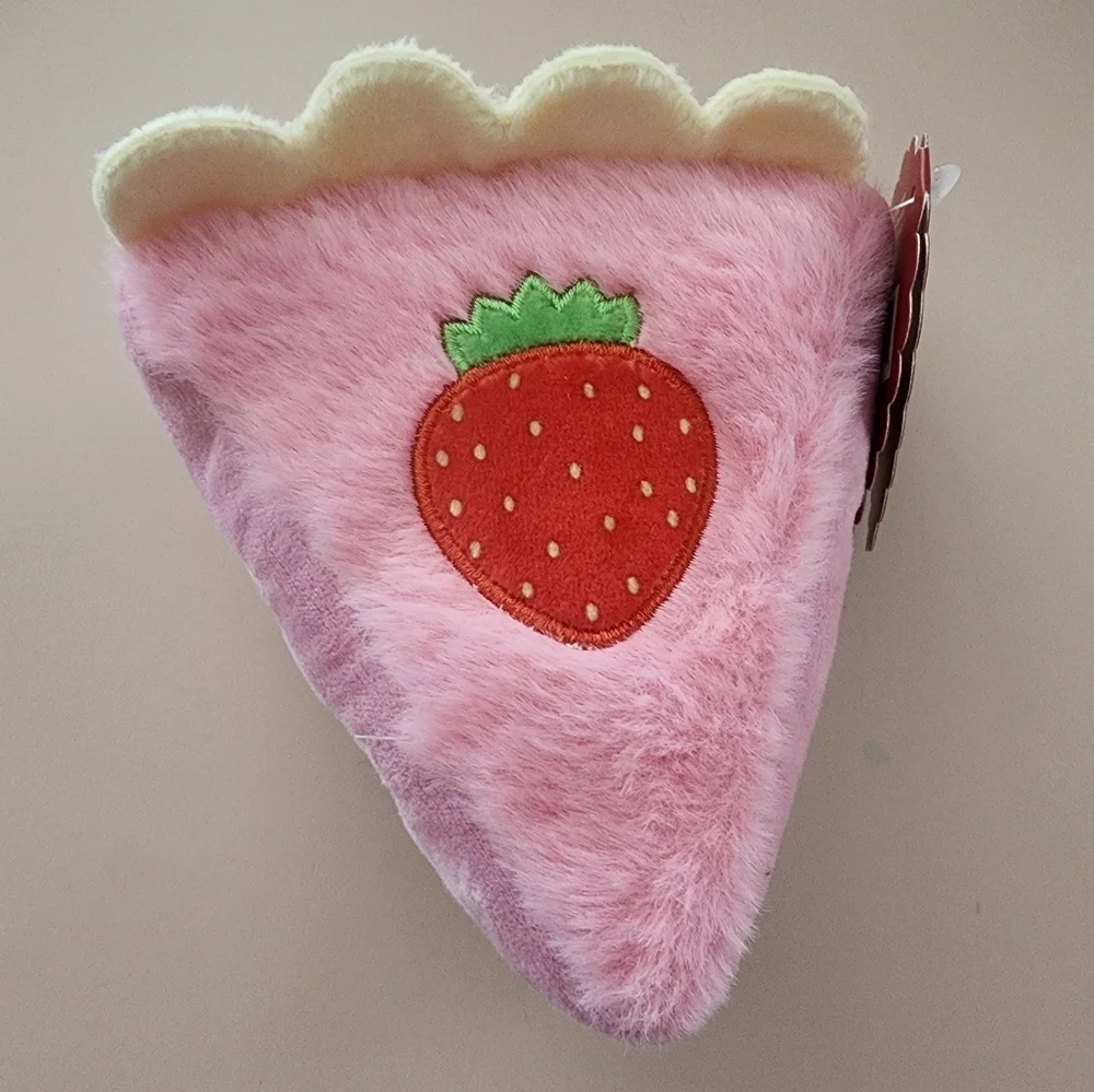 Bark Pink Strawberry Betty Cheesecake Slice Plush Dog Toy-Squeaker Toy