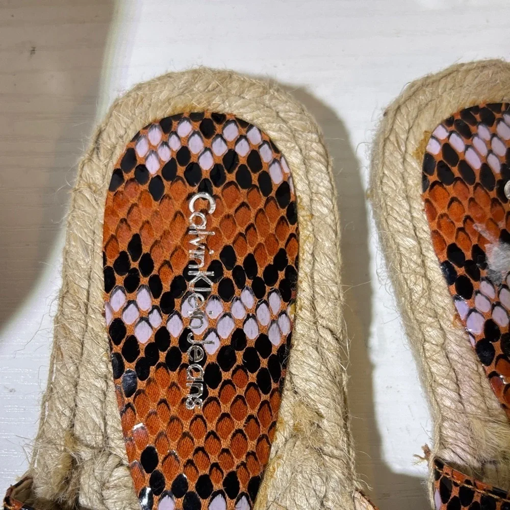 Calvin Klein Orange and Black Espadrille Sandals