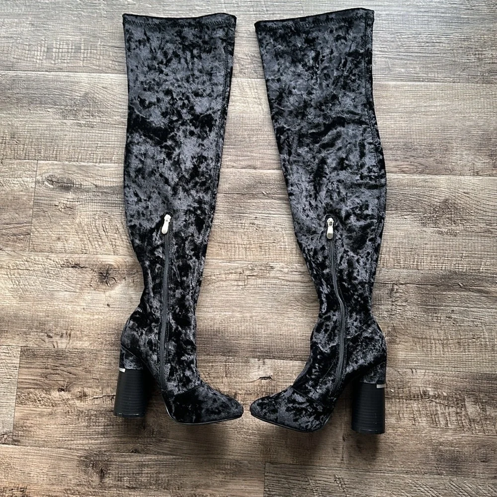 Olivia Milled black velvet over the knee boots 5.5 NWOT