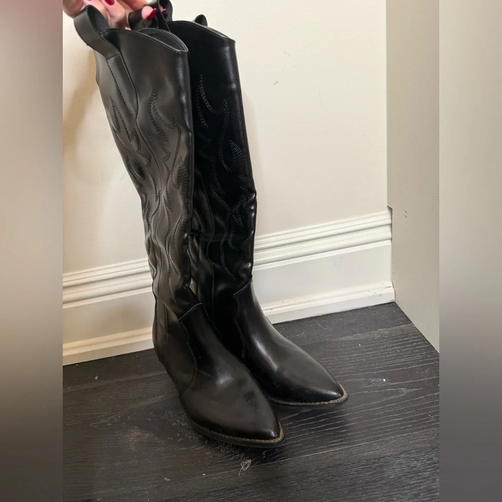 Women's Black Over-the-Knee Western Boots