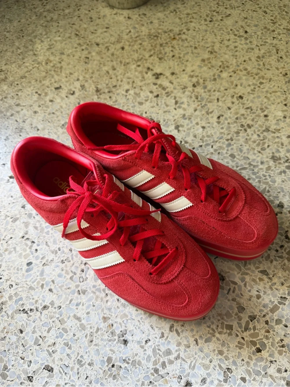 adidas Gazelle Platform Sneakers - Red with White Stripes
