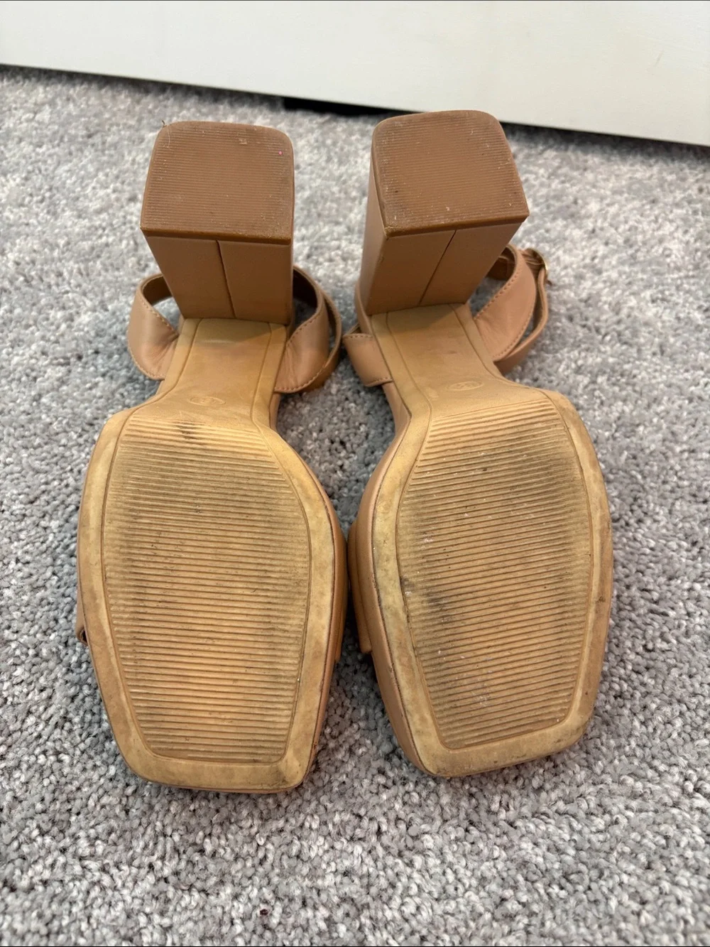 a new day Tan Platform Block Heel Ankle Strap Sandals