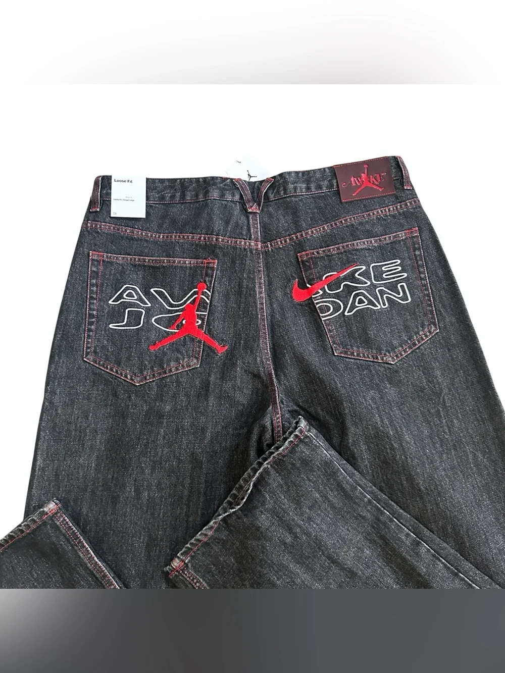 NWT Awake NY x Nike Jordan Loose Fit Black Denim Jeans Men’s 34 X 34
