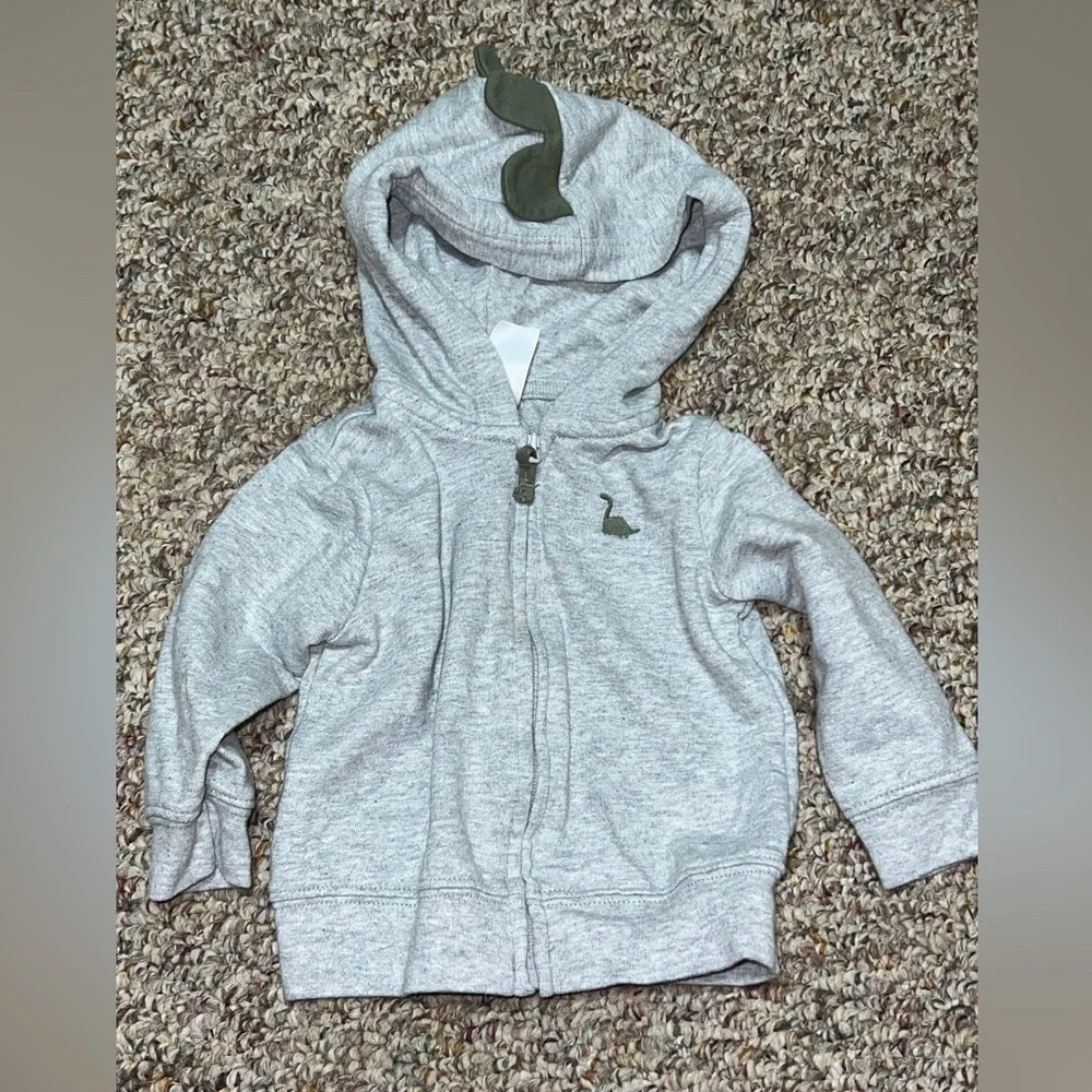 Boys, girls sweater 6 months Carter's Light Gray Dinosaur Hoodie‎