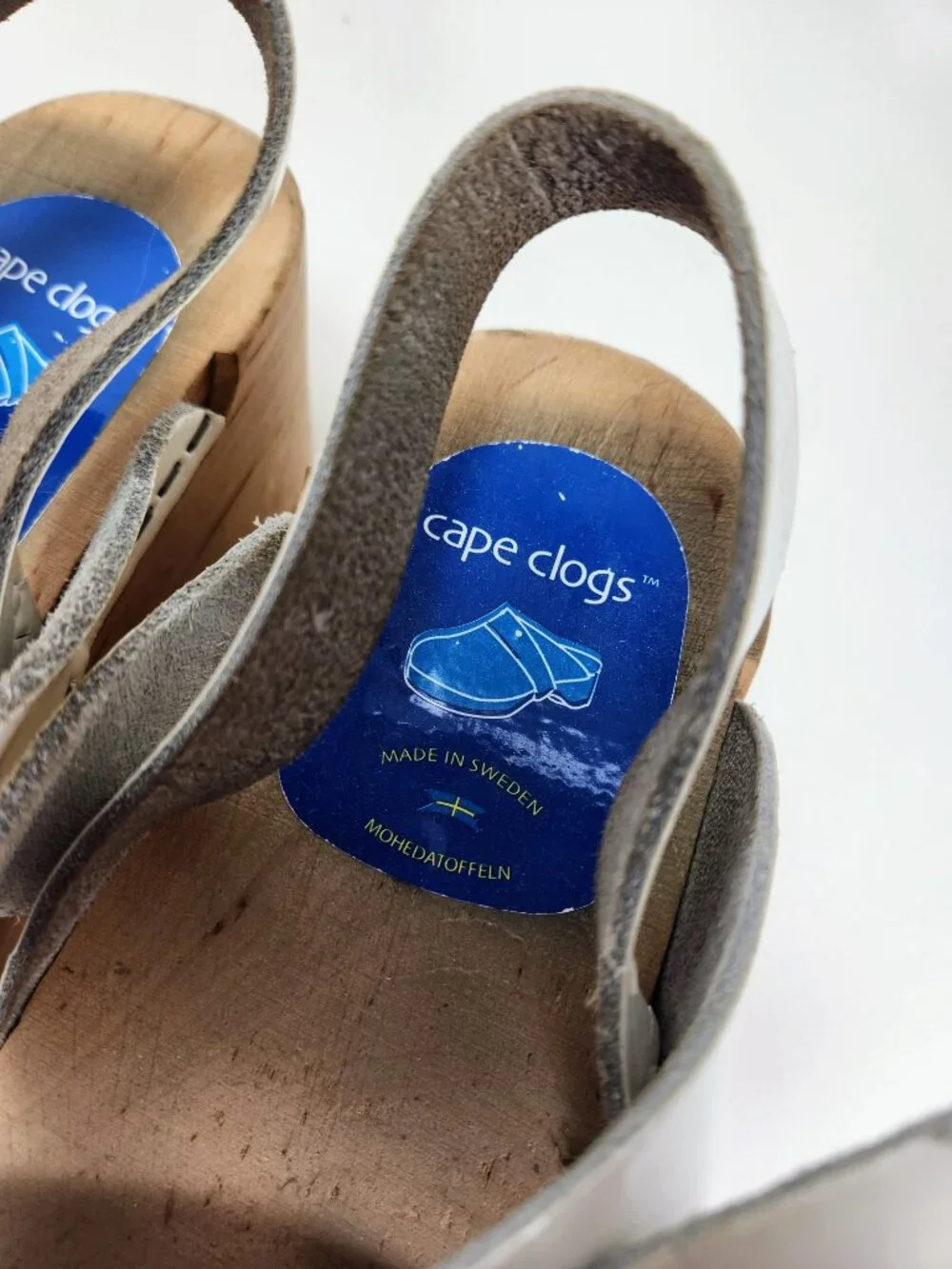 Cape Clogs White Leather Swedish Wooden Sandals Girls EU 34 US 2.5-3