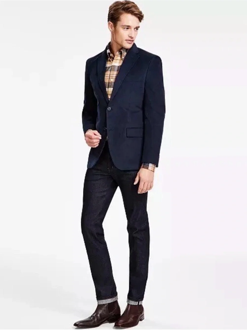 Tommy Hilfiger Navy Corduroy Sport Coat Two-button front w/notch lapel Size 44R