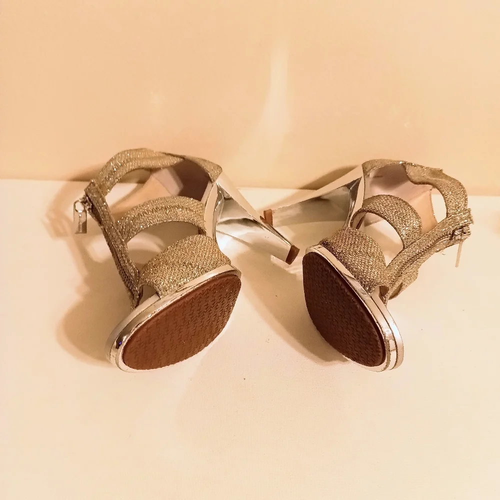 Michael Kors Silver glitter platform heels size 8