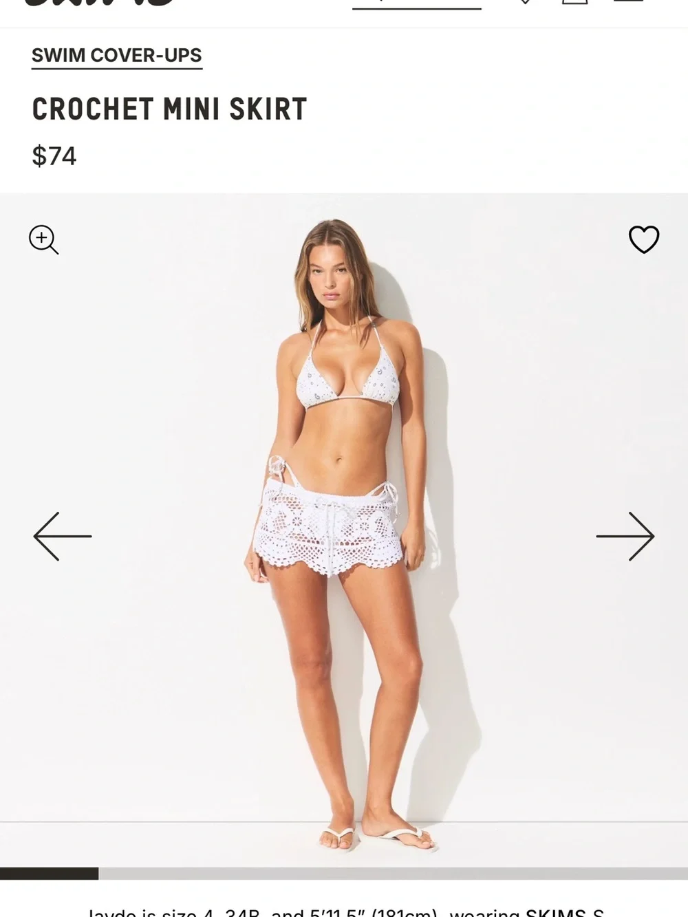 SKIMS White Crochet Mini Skirt Swim Cover-Up