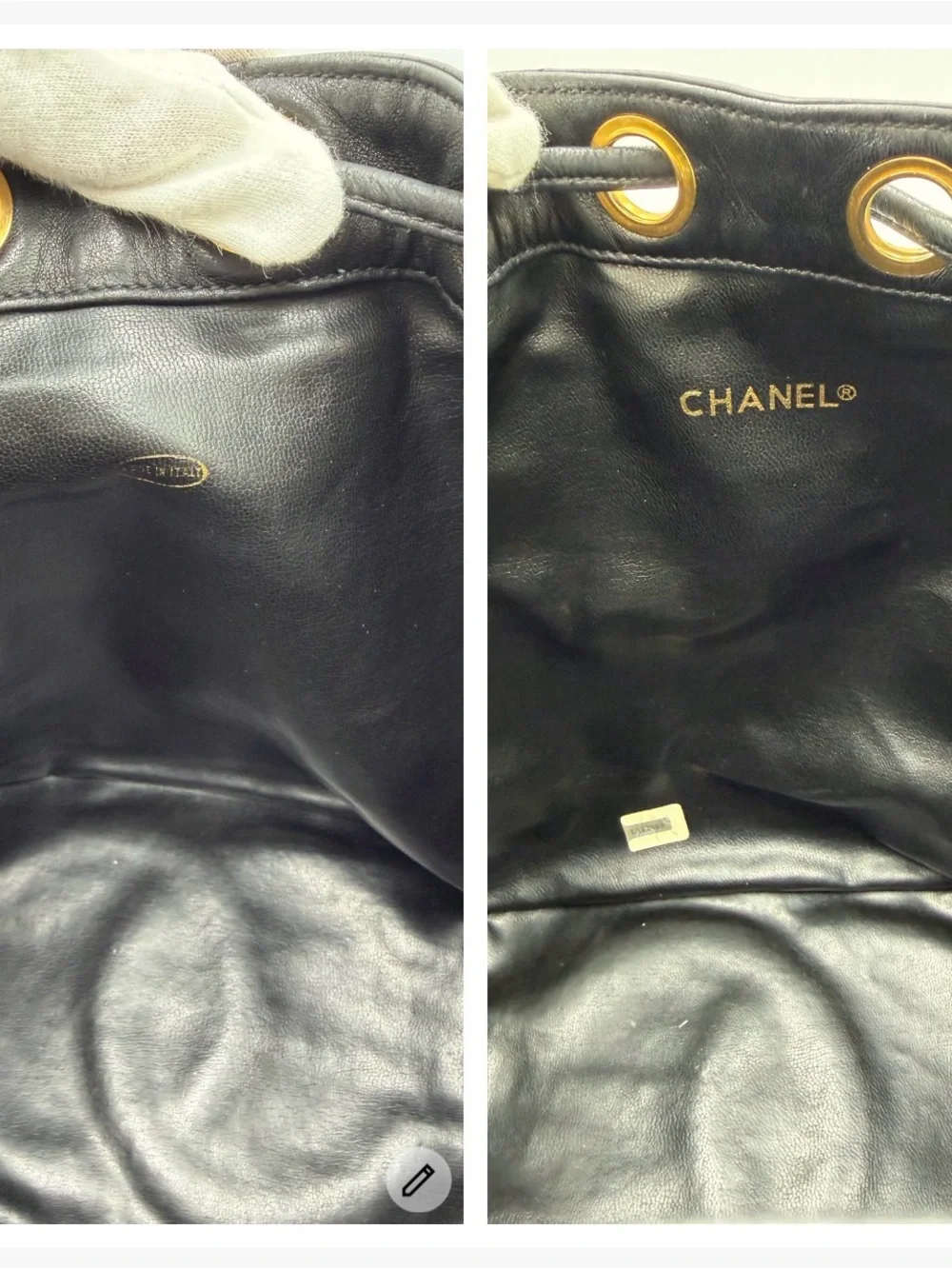 🖤💛CHANEL Black Lambskin Bucket Bag with Gold Chain W/Dust Bag and Entrupy COA