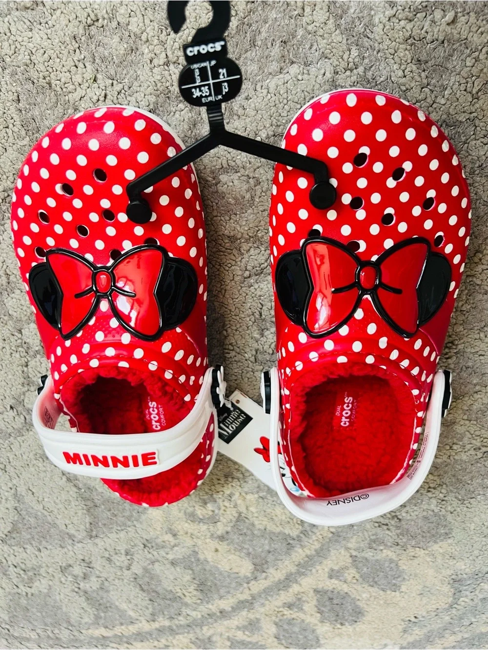 NWT❤️Crocs Kids' Red Polka Dot Minnie Bow Clog szJ3